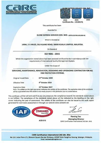 ISO 9001:2015 certificate